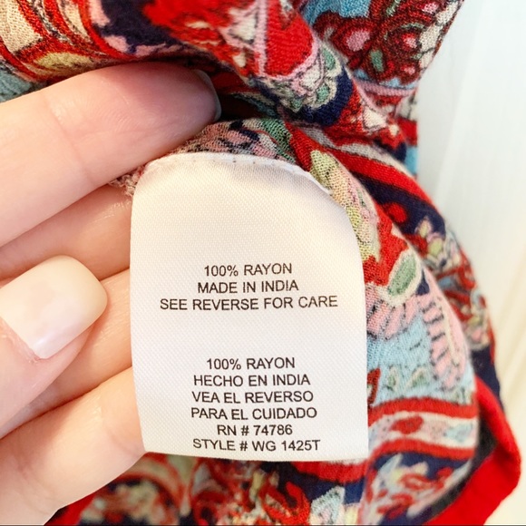 Patrons of Peace Red Boho Paisley V Neck Tank M - Picture 5 of 5